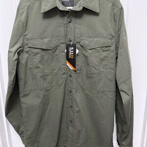 NWT 5.11 Stryke Tactical Shirt Long Sleeve Rip-Stop Multi-Pockets Green Small